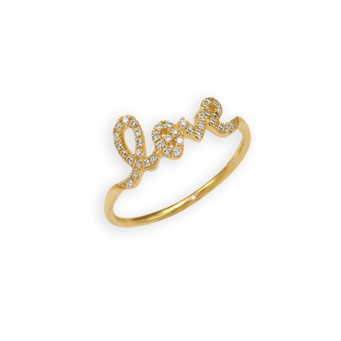 Gold & Pavé Diamond Love Ring