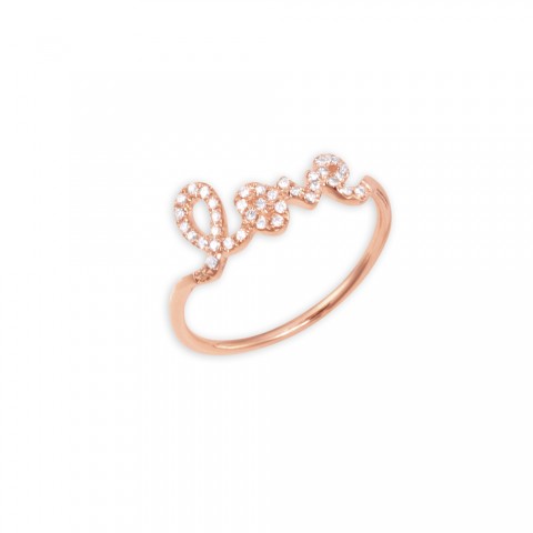 Rose-Gold & Diamond Love Ring